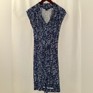 French Connection Navy and White Floral Knee Length Wrap Dress